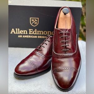 Allen Edmonds Van Ness Men’s Burgundy Leather Cap Toe Oxfords Size 10D Made US